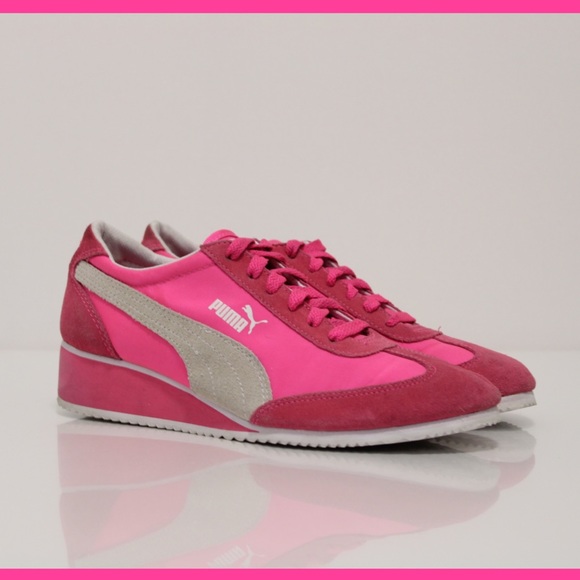 Puma Shoes - 🖤 Puma Pink Wedge Sneakers SZ 8